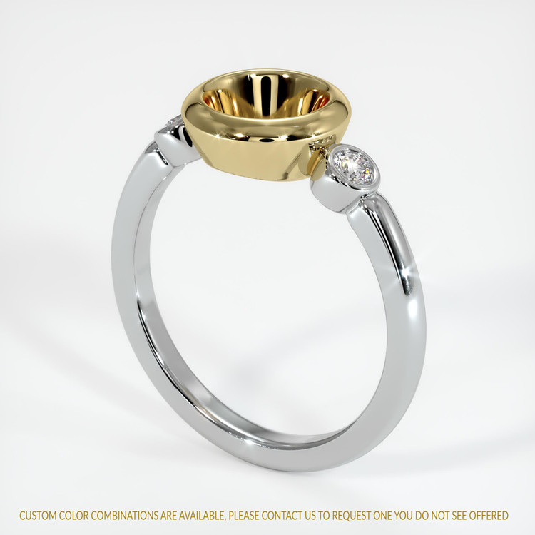 14K Yellow & White Three Stone Ring Setting