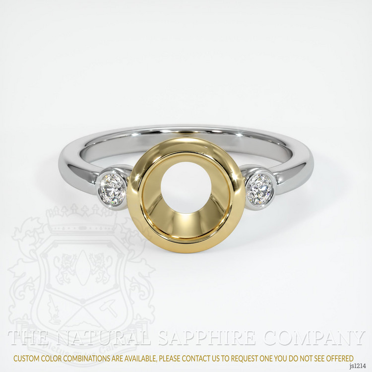 14K Yellow & White Three Stone Ring Setting