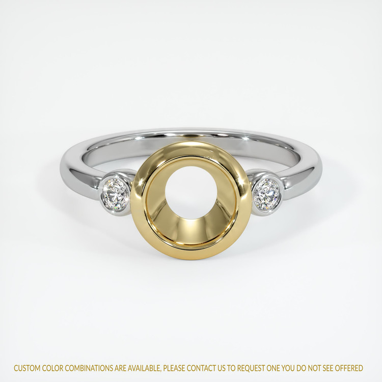14K Yellow & White Three Stone Ring Setting