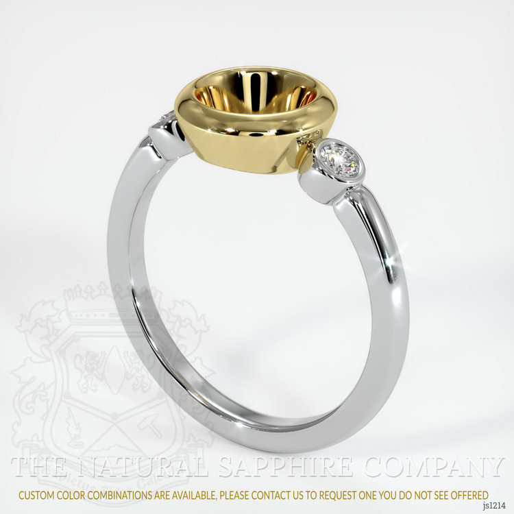 18K Yellow & White Three Stone Ring Setting