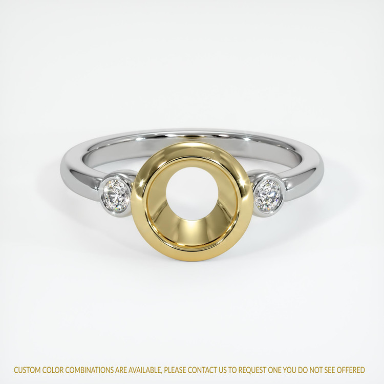 18K Yellow & White Three Stone Ring Setting