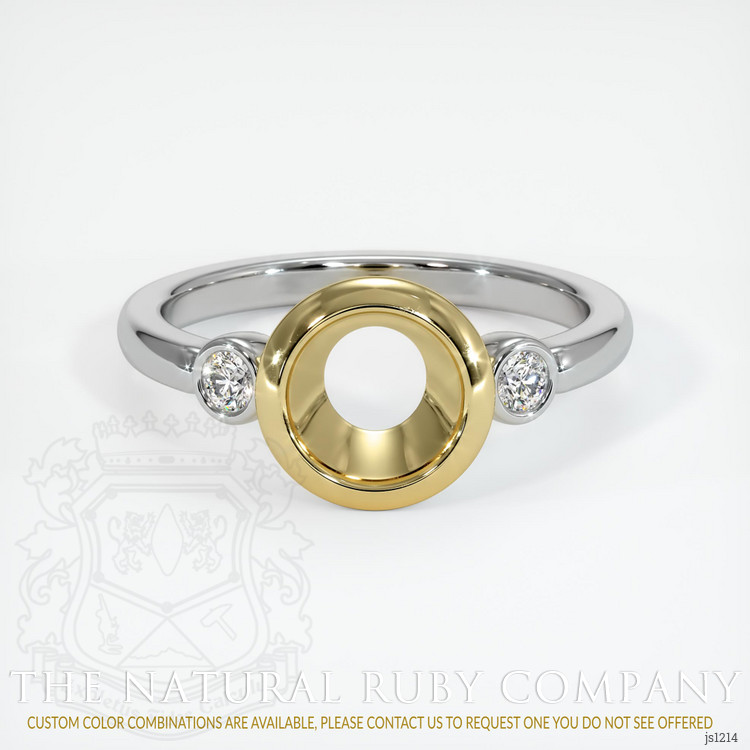 18K Yellow & White Three Stone Ring Setting