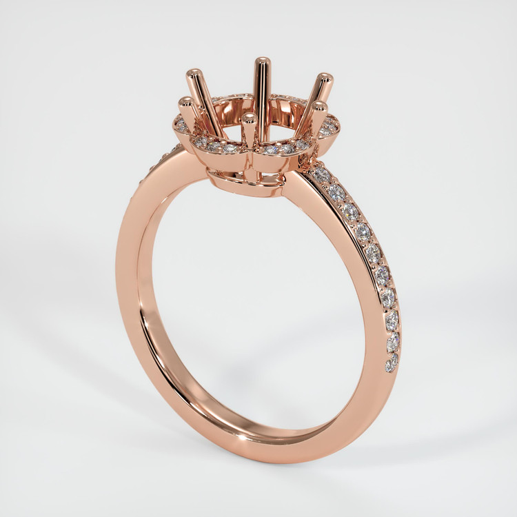 14K Rose Gold Pave Ring Setting
