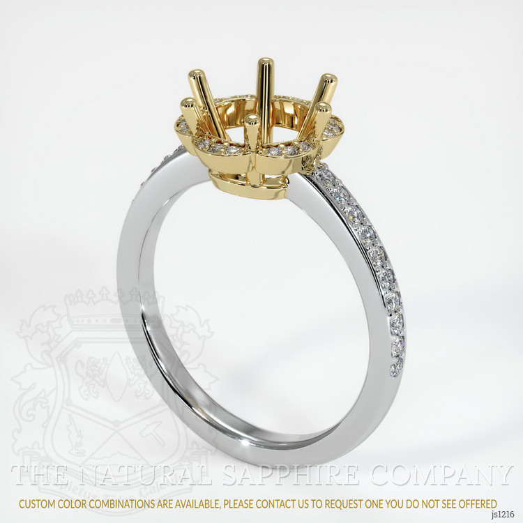 14K Yellow & White Pave Ring Setting