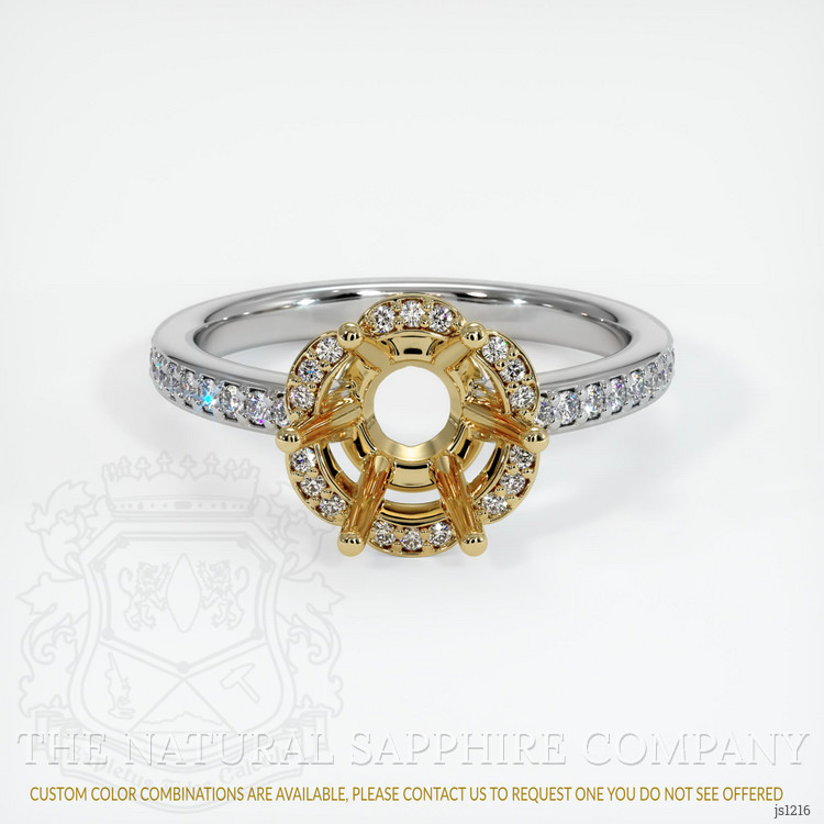 14K Yellow & White Pave Ring Setting
