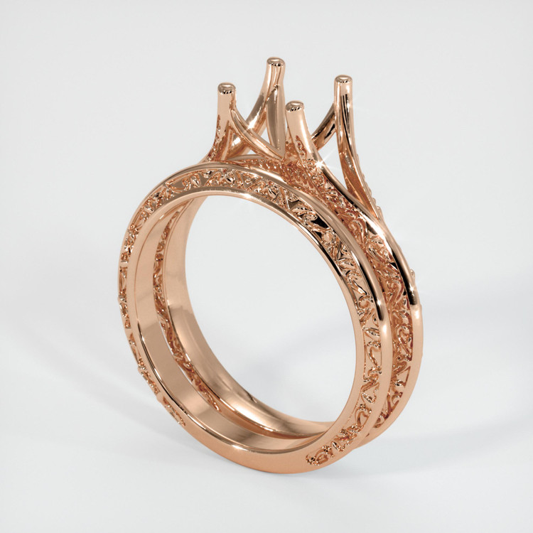 18K Rose Gold Antique Style Ring Setting