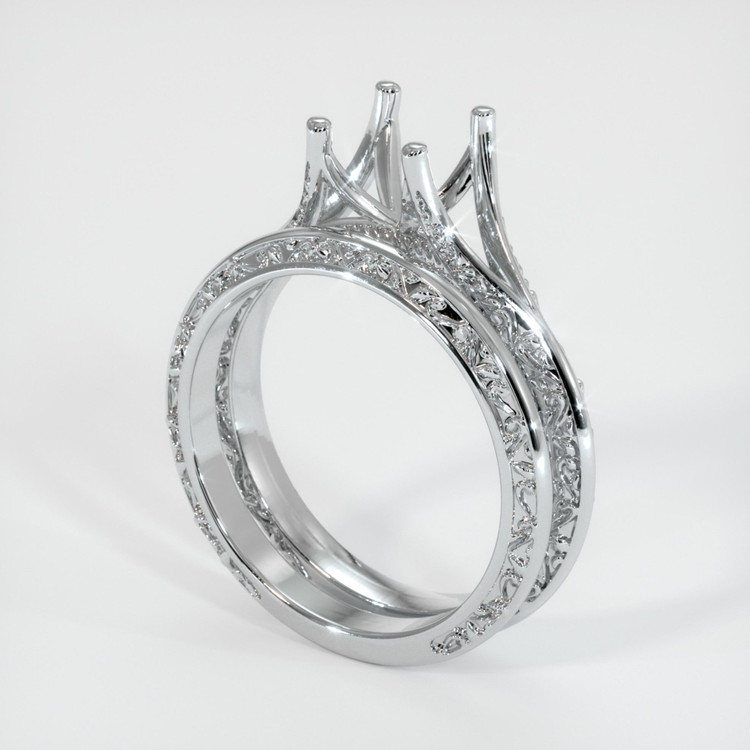 14K White Gold Antique Style Ring Setting