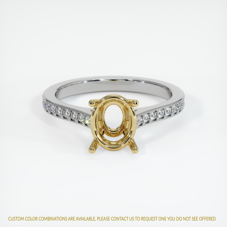 14K Yellow & White Pave Ring Setting