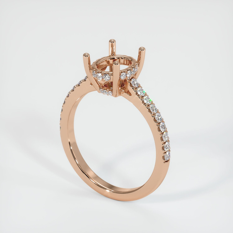 18K Rose Gold Pave Ring Setting