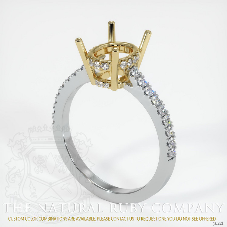 14K Yellow & White Pave Ring Setting