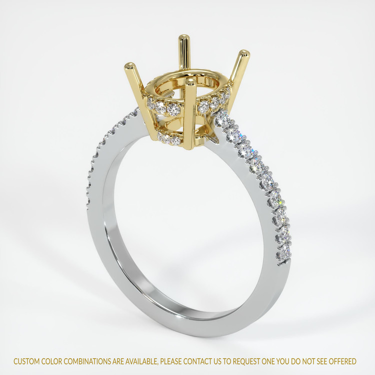 18K Yellow & White Pave Ring Setting