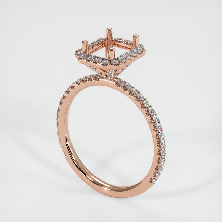 14K Rose Gold Pave Ring Setting
