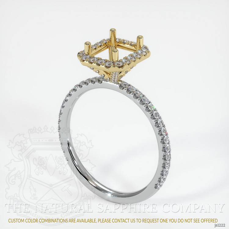 14K Yellow & White Pave Ring Setting