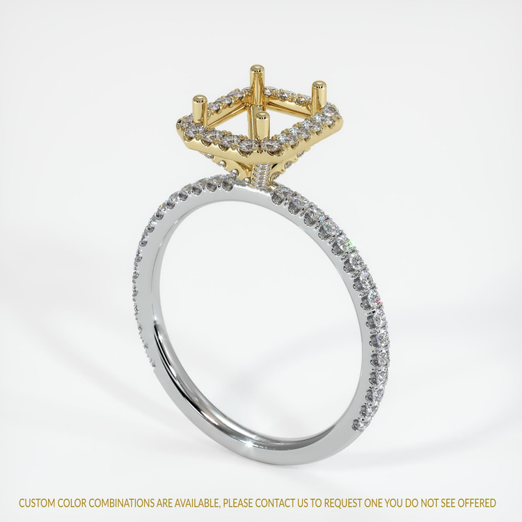 14K Yellow & White Pave Ring Setting