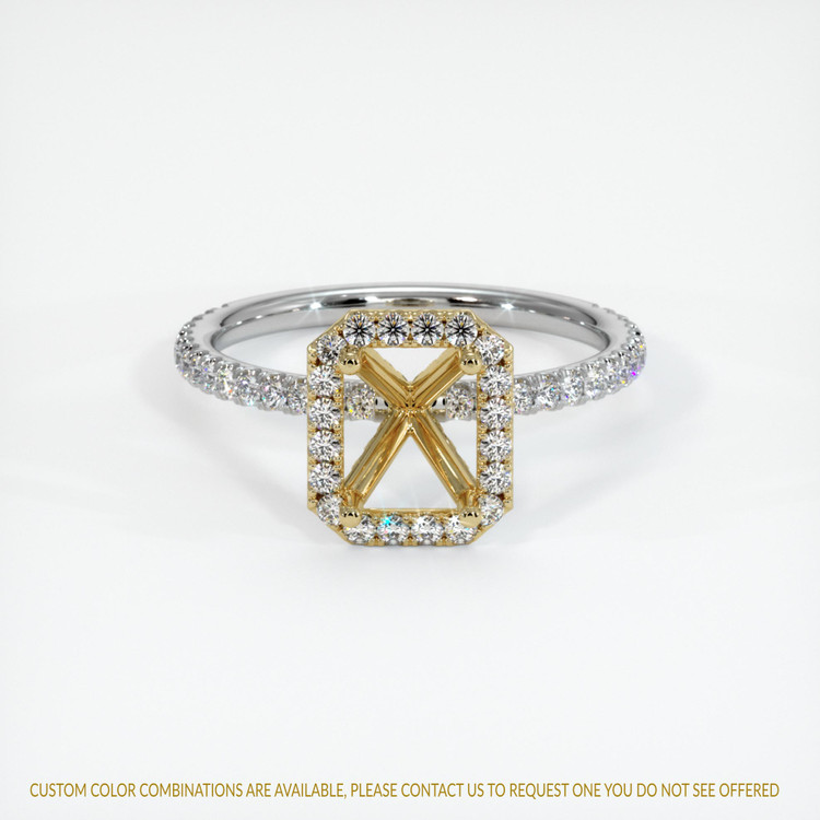 14K Yellow & White Pave Ring Setting