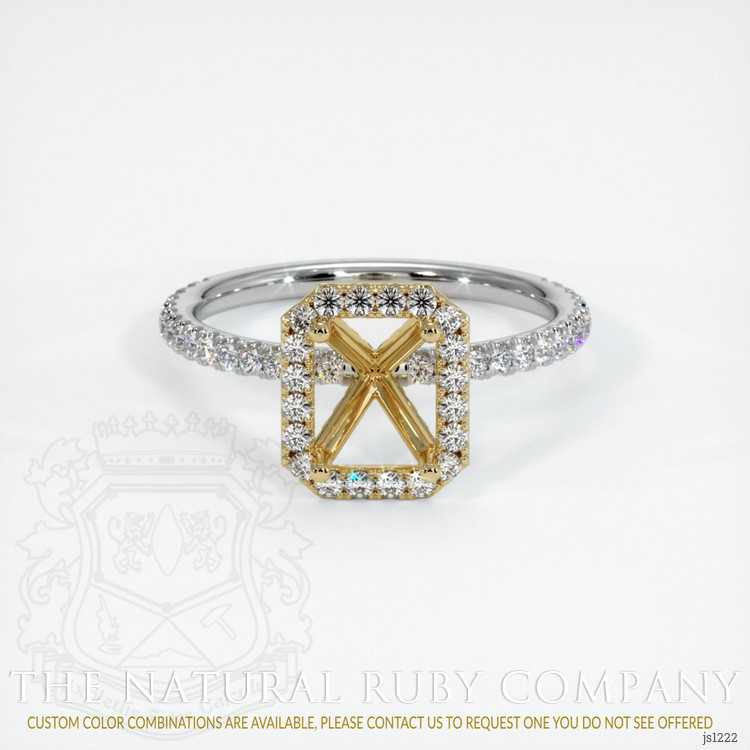14K Yellow & White Pave Ring Setting