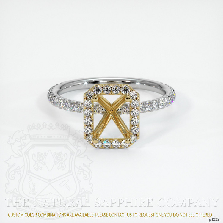 14K Yellow & White Pave Ring Setting