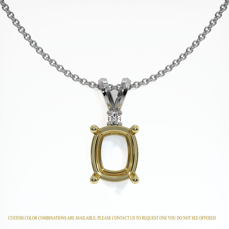 14K Yellow & White Accent Stones Pendant Setting