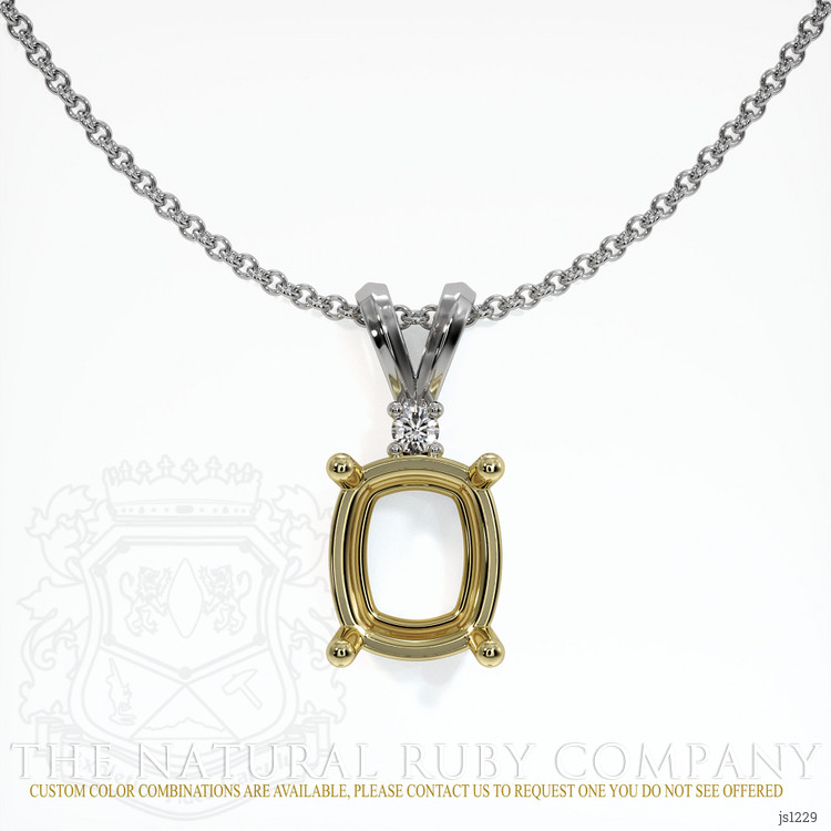 14K Yellow & White Accent Stones Pendant Setting