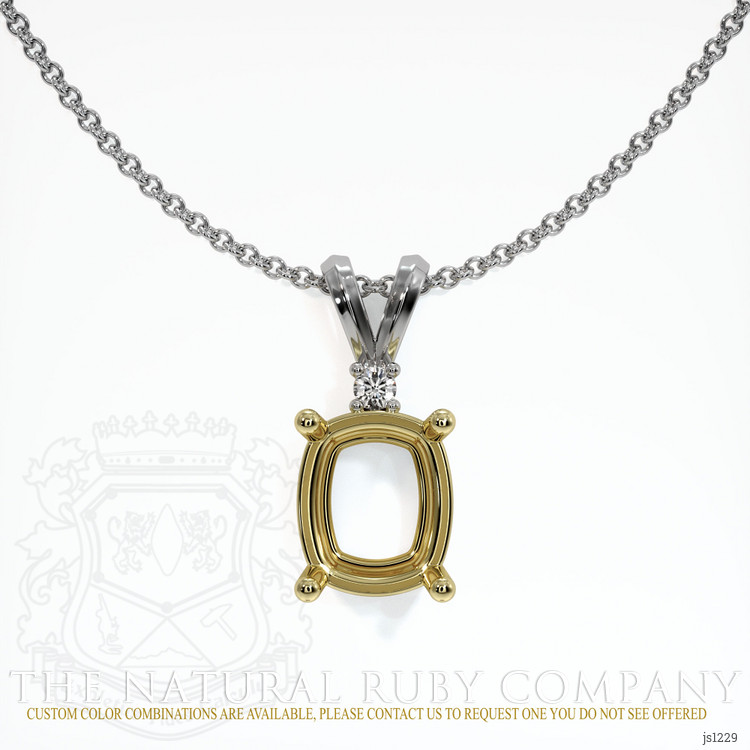 18K Yellow & White Accent Stones Pendant Setting