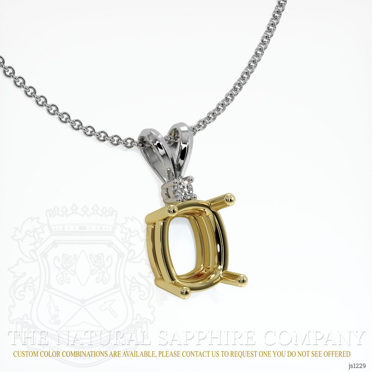 18K Yellow & White Accent Stones Pendant Setting