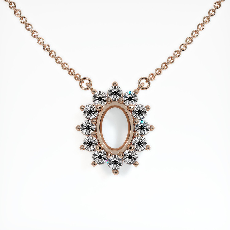 14K Rose Gold Halo Necklace Setting