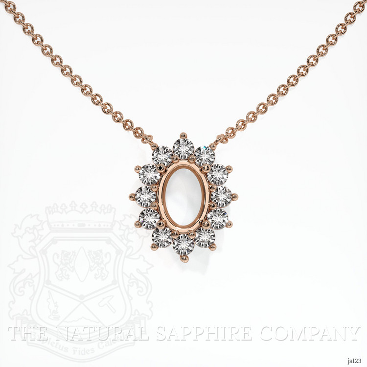 14K Rose Gold Halo Necklace Setting