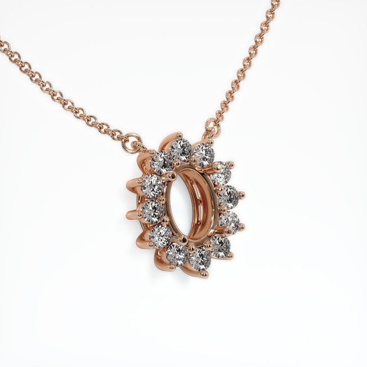 14K Rose Gold Halo Necklace Setting