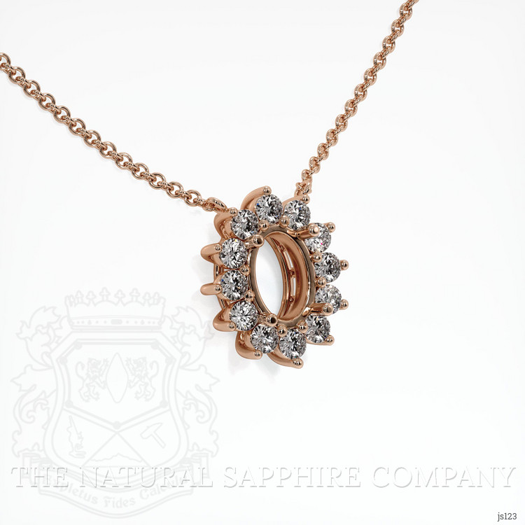 14K Rose Gold Halo Necklace Setting
