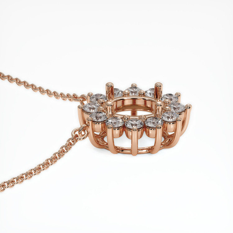 14K Rose Gold Halo Necklace Setting