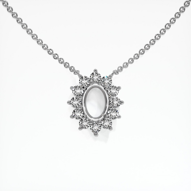 14K White Gold Halo Necklace Setting