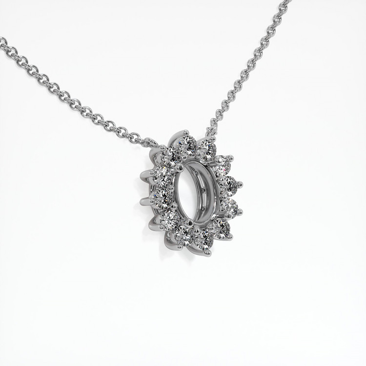 14K White Gold Halo Necklace Setting
