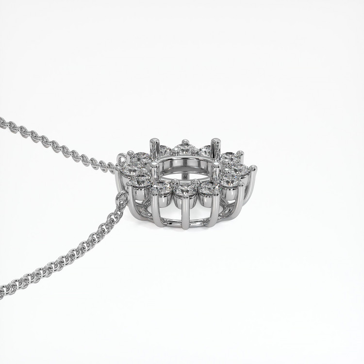 14K White Gold Halo Necklace Setting