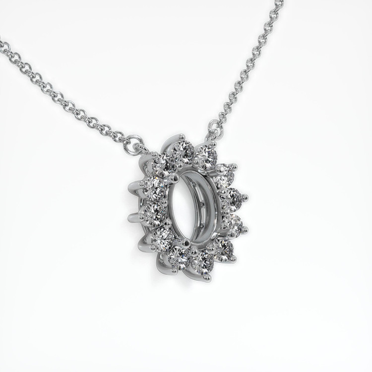 18K White Gold Halo Necklace Setting