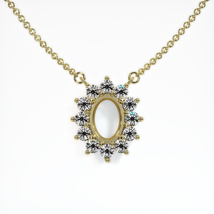 14K Yellow Gold Halo Necklace Setting