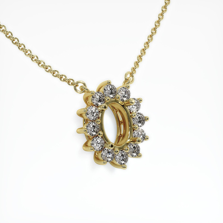 14K Yellow Gold Halo Necklace Setting