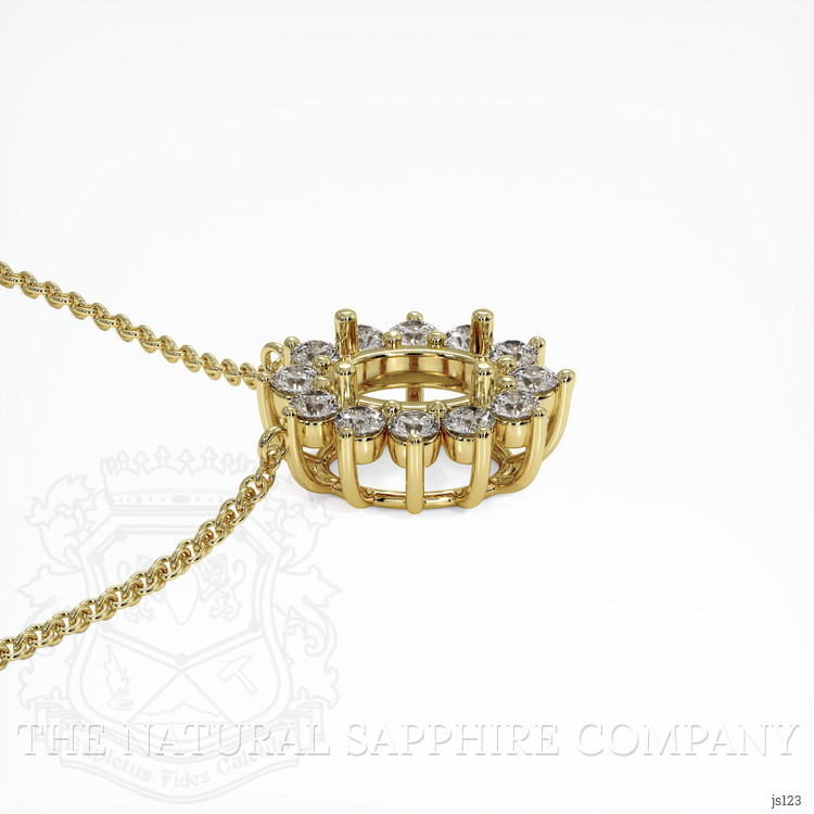 14K Yellow Gold Halo Necklace Setting