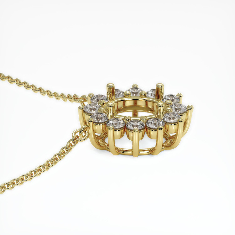 14K Yellow Gold Halo Necklace Setting