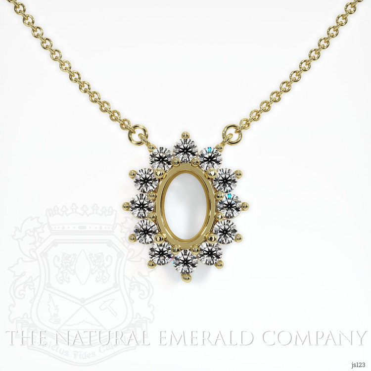 Halo Emerald Necklace 1.55 Ct., 18K Yellow Gold