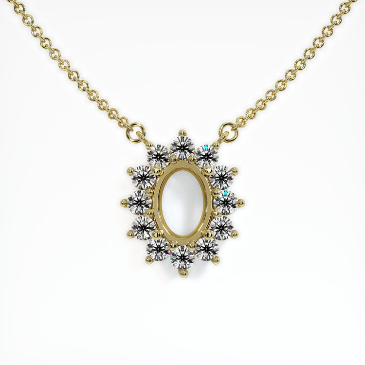 18K Yellow Gold Halo Necklace Setting