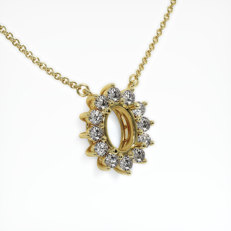 18K Yellow Gold Halo Necklace Setting