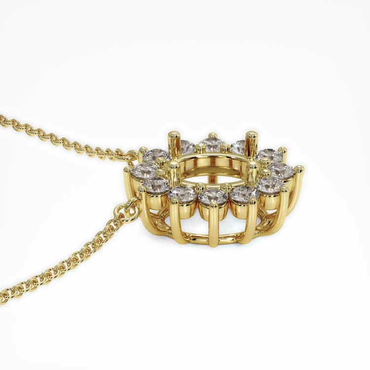 18K Yellow Gold Halo Necklace Setting