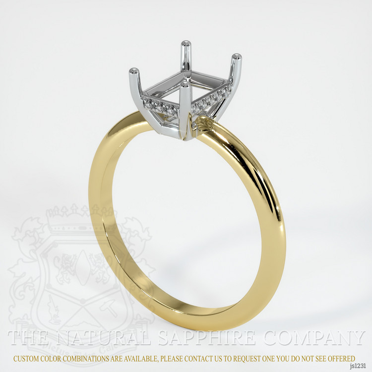 14K White & Yellow Pave Ring Setting