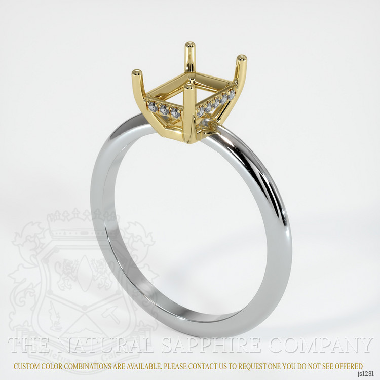 14K Yellow & White Pave Ring Setting