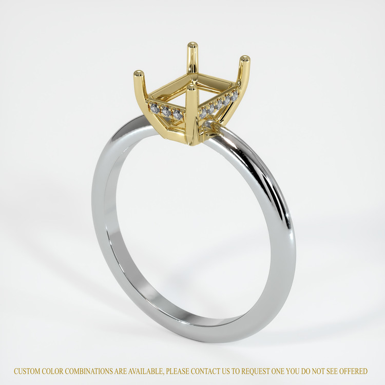 14K Yellow & White Pave Ring Setting