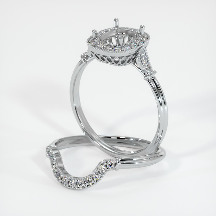 14K White Gold Antique Style Ring Setting