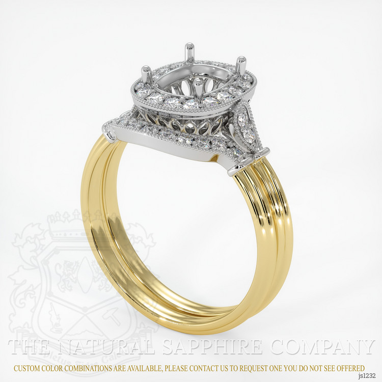 14K White & Yellow Antique Style Ring Setting