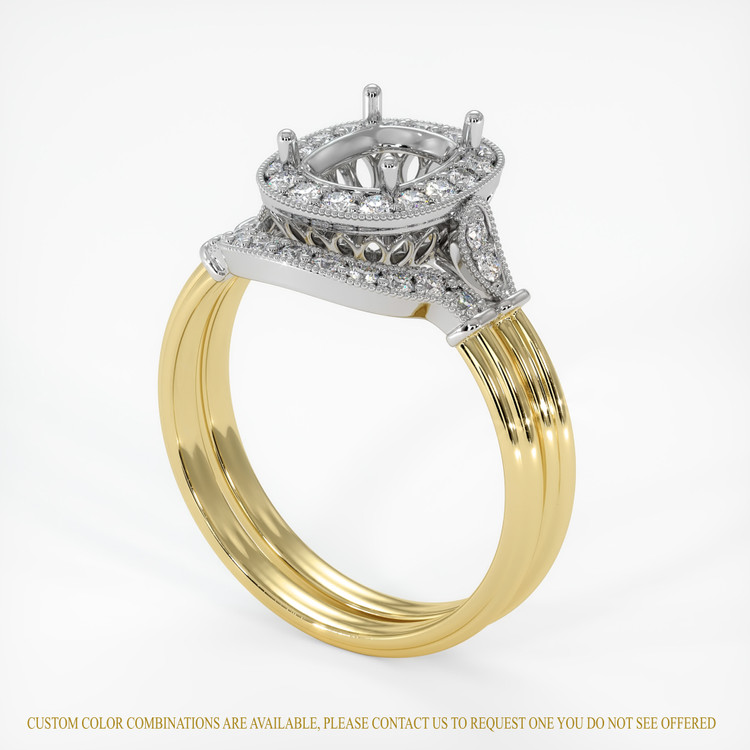 14K White & Yellow Antique Style Ring Setting