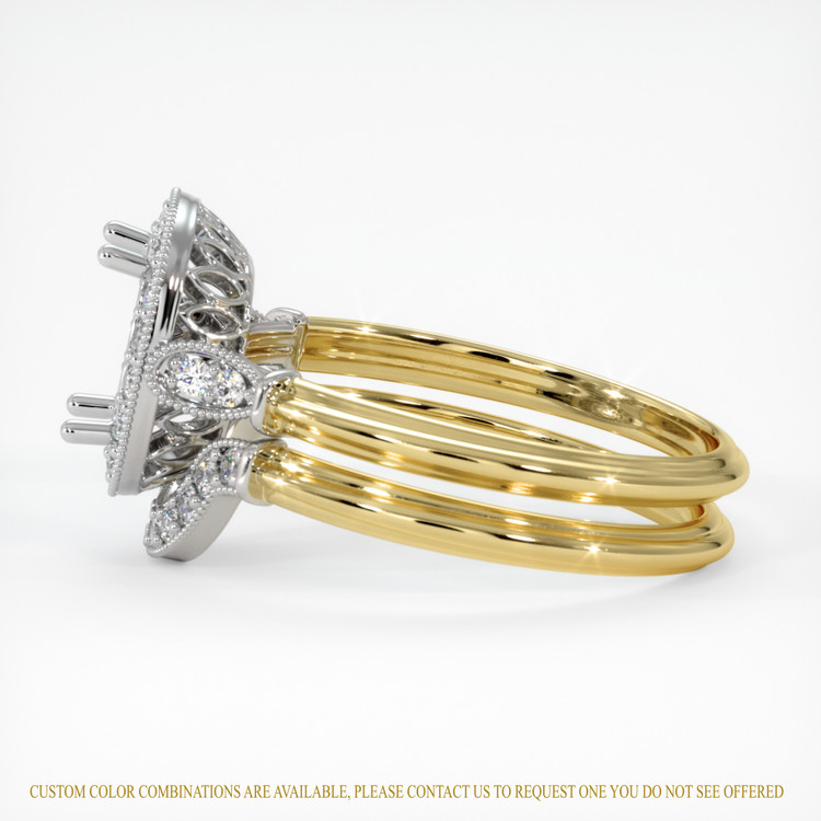 14K White & Yellow Antique Style Ring Setting