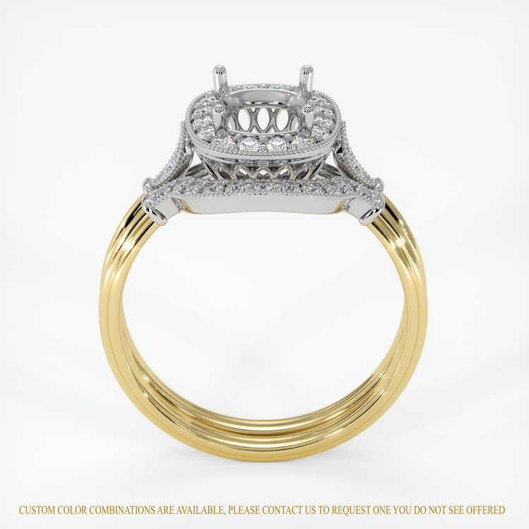14K White & Yellow Antique Style Ring Setting